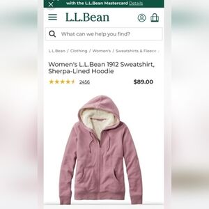 LL Bean Ladies Sherpa Heritage Hoodie Size SMALL rose/pink *EUC*